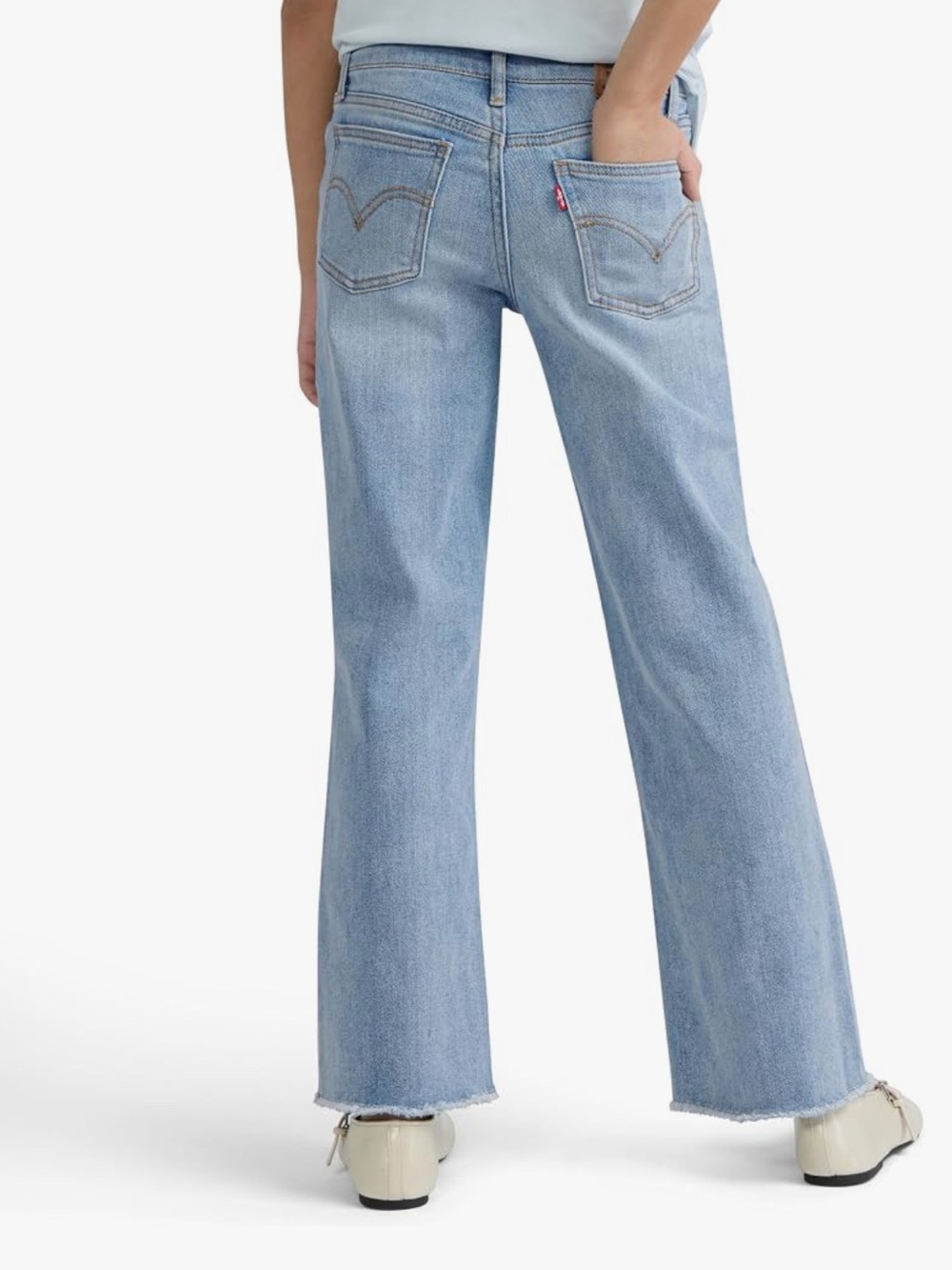 Levi Levi's Wide Leg Jeans Girls Youth 14 x 27.5 Stretch Distressed Fray hem